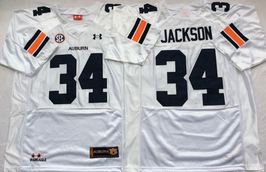 Men's Auburn Tigers Bo Jackson #34 White Jersey